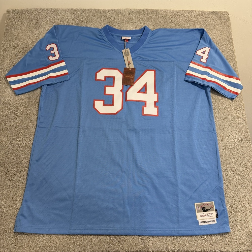 Mitchell & Ness Earl Campbell Houston Oilers Jersey Mens‎ 5XLT Blue Legacy 1980